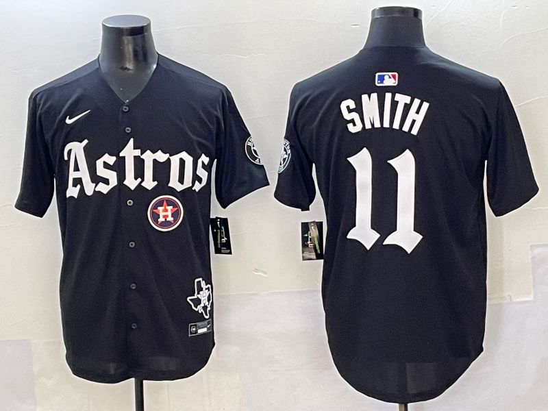 Men 2025 Houston Astros #11 Smith Black Five generations Joint Name Nike MLB Jersey style 46->houston astros->MLB Jersey